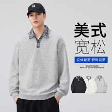 批发实拍2025秋冬新款360g重磅泡泡格polo衫卫衣长袖翻领上衣男