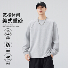批发实拍2025秋冬新款重磅350g结构款圆领卫衣男简约宽松百搭长袖体恤