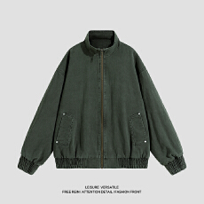 批发实拍2025<b class='q'>秋</b>冬新款潮牌美式复古工装外套全棉水洗做旧重磅立领夹克