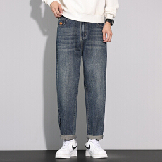 批发实拍2025秋冬新款潮牌简约锥形牛仔裤男士宽松百搭潮流耐磨裤子