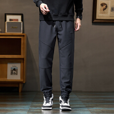 批发实拍2025秋<b class='q'>冬</b>新款弹力针织休闲裤男宽松百搭全松紧腰运动束脚卫裤