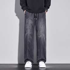 批发实拍2025秋<b class='q'>冬</b>新款莱赛尔纯棉休闲裤男宽松百搭全松紧腰直筒阔腿裤