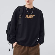 批发实拍秋冬新款纯棉280g圆领卫衣男宽松百搭弹力舒适耐磨长袖T恤