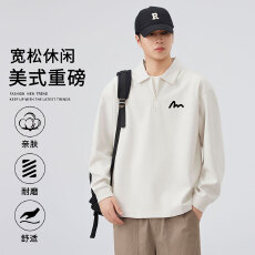 批发实拍2025秋冬新款立体硅胶印花300g翻领半拉链卫衣男长袖T恤上衣