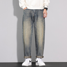 批发实拍秋冬新款直筒锥形牛仔裤男百搭修饰腿型显瘦显高复古裤子