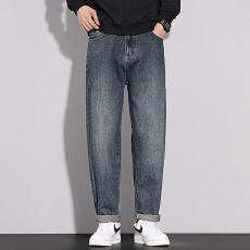 批发实拍2025秋冬新款美式复古锥形牛仔裤男百搭显腿直耐磨裤子