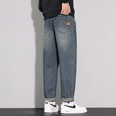 批发实拍2025秋冬新款美式复古宽松锥形牛仔裤男百搭显腿直耐磨裤子