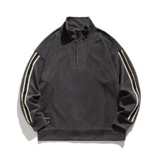 批发实拍2025秋冬新款美式潮牌重磅半拉链套头卫衣男小众韩系复古上衣