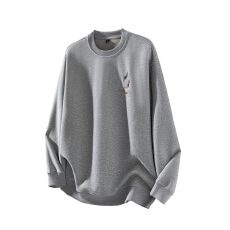 批发实拍2025秋冬新款潮牌简约刺绣卫衣男日系复古宽松套头打底上衣