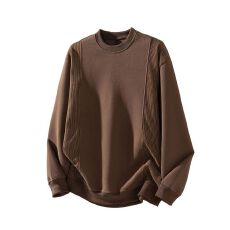 实拍2025秋冬新款潮牌拼接卫衣男日系复古宽松套头百搭圆领上衣