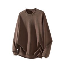 实拍2025秋冬新款潮牌提花卫衣男日系复古宽松套头百搭圆领上衣