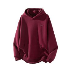 实拍2025秋冬新款简约刺绣卫衣男日系复古宽松套头百搭休闲帽衫