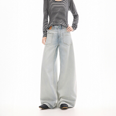 批发实拍2025秋冬新款潮牌牛仔裤男女中性款显瘦有型高街松弛懒惰感