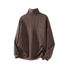 批发实拍2025秋冬新款立领针织衫卫衣男士宽松百搭日系纯色复古套头衫