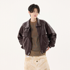 批发实拍秋冬新款潮牌小众短款防风<b class='q'>皮衣</b><b class='q'>男</b>女中性款酷飒帅气复古摩登