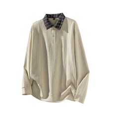 批发秋冬装新款翻领拼色卫衣男潮流宽松<b class='q'>日系</b><b class='q'>复古</b>针织衫百搭休闲情侣款