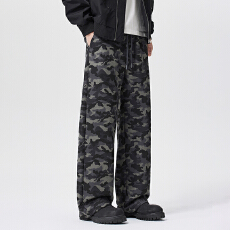 批发实拍2025秋季迷彩工装裤男士美式高街直筒裤宽松运动休闲长<b class='q'>裤子</b>