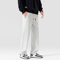 批发实拍2025秋冬新款<b class='q'>潮</b>流垂感直筒休闲裤男百搭松紧腰针织运动卫裤