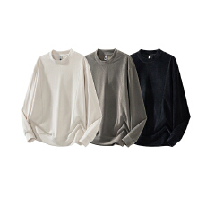 批发实拍新款秋冬装美式休闲纯色圆领<b class='q'>卫衣</b>男士宽松长袖t恤潮牌打底衫