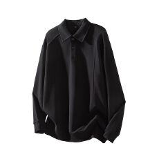 批发秋冬装新款翻领卫衣男拼接结构款纯色<b class='q'>日系</b><b class='q'>复古</b>潮流宽松打底衫