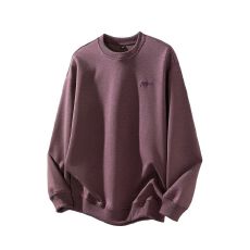 批发秋冬装圆领重磅全棉卫衣男<b class='q'>日系</b>简约刺绣宽松纯色<b class='q'>复古</b>百搭休闲上衣