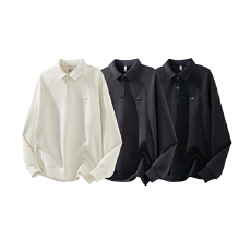 实拍秋冬重磅纯棉卫衣男复古潮牌宽松百搭翻领长袖T恤休闲Polo衫