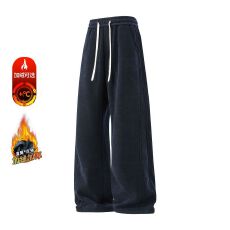 加绒加厚冬装博澳绒休闲裤男宽松百搭直筒保暖御寒裤子