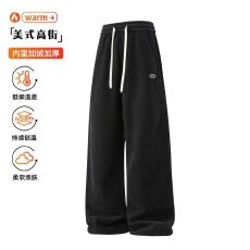 加绒加厚冬季新款博澳绒休闲裤男宽松百搭松紧腰保暖锁温裤子