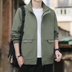 批发实拍2025秋冬新款立领夹克男休闲百搭中年款外套上衣