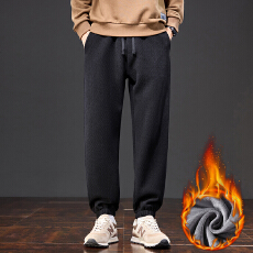 批发加绒加厚冬装新款针织斜纹<b class='q'>休闲裤</b><b class='q'>男</b>宽松简约百搭厚实保暖御寒长裤