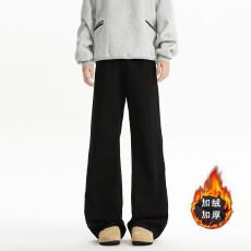 批发加绒加厚保暖<b class='q'>美式</b>复古街头迷彩工装裤男直筒宽松阔腿<b class='q'>休闲</b>裤子