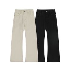 批发实拍秋冬新款<b class='q'>美式</b>100%纯棉纽扣皮带款微喇裤<b class='q'>休闲</b>百搭直筒裤男