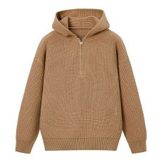 实拍2025秋冬新款连帽半拉链毛衣男士宽松百搭懒惰感长袖针织衫