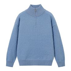 实拍2025秋冬新款立领半拉链毛衣男士宽松百搭懒惰感英伦风针织衫