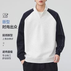 实拍2025秋冬新款纯棉品质半拉链卫衣男宽松百搭立领长袖体恤