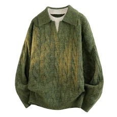 批发实拍2025秋冬新款潮牌假两件<b class='q'>毛衣</b><b class='q'>男士</b>宽松百搭英伦风翻领针织衫