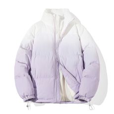 批发实拍冬季新款潮牌渐变色棉衣男宽松百搭基础款简约男女款保暖棉服