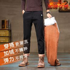 批发加绒加厚冬季新款纯棉弹力直筒轻<b class='q'>商务</b>通勤保暖锁温<b class='q'>休闲</b>裤男