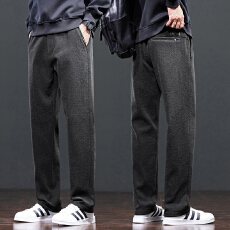 批发实拍秋冬季新款雪尼尔轻<b class='q'>商务</b>半松紧<b class='q'>休闲</b>裤男修身弹力通勤长裤