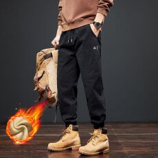 冬季加绒加厚保暖休闲裤男宽松百搭纯棉耐磨束脚工装御寒长裤