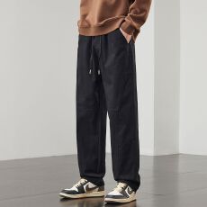 实拍2026宽松直筒休闲裤男宽松百搭纯棉松紧腰裤子