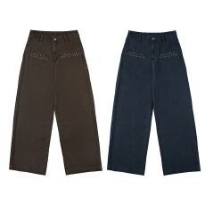 批发2026春季新款美式星星柳钉装饰水洗做旧宽松直筒休闲裤<b class='q'>男</b>女情侣裤