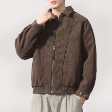 批发冬季保暖美式复古PU皮翻领夹克男<b class='q'>潮</b>牌高级感百搭休闲外套棉服