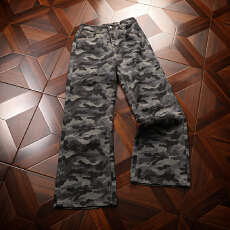 实拍2026春季新款休闲裤男迷彩微喇裤半松紧纽扣款百搭美式潮牌