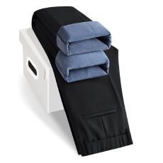 批发加绒加厚西裤<b class='q'>男</b>士高级垂感隐藏松紧腰直筒阔腿<b class='q'>西装</b>休闲贝贝绒长裤