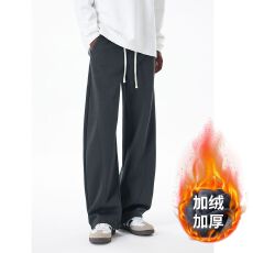 批发加绒加厚休闲弯刀裤男<b class='q'>冬</b>季新款松紧腰弹力宽松贝贝绒裤子男