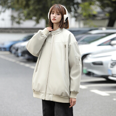 批发实拍2026春季新款立领工装<b class='q'>夹克</b>男女拼接百搭简约拉链装饰外套上衣