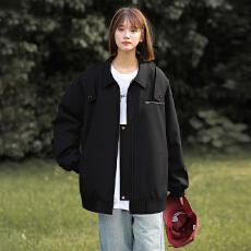 批发实拍2026春季<b class='q'>夹克</b>男女新款翻领美式休闲简约宽松百搭痞帅工装外套