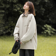 批发实拍2026<b class='q'>春</b>季美式高街翻领夹克男女宽松高级感廓形外套痞帅上衣