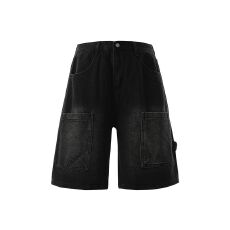 批发实拍2026夏季<b class='q'>新款</b>美式潮牌工装牛仔裤男宽松直筒复古水洗休闲中裤